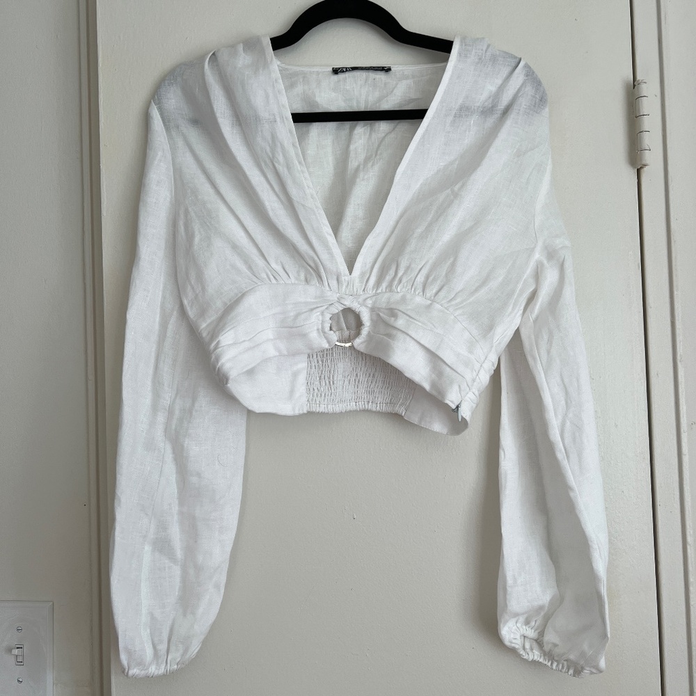 Zara Draped Ring Top in White
